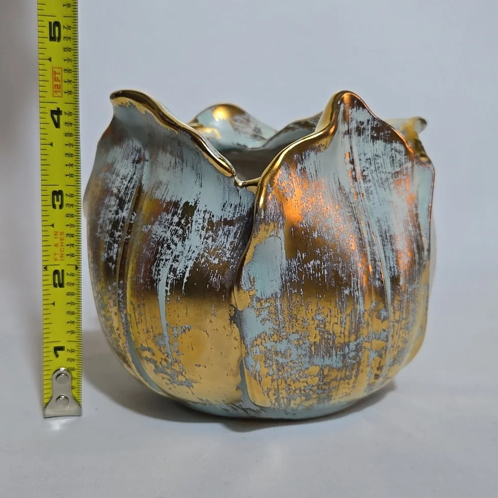 Stangl Vintage 1960s Hand Painted Antique Gold Tulip Vase 5144 MCM Regency‎
